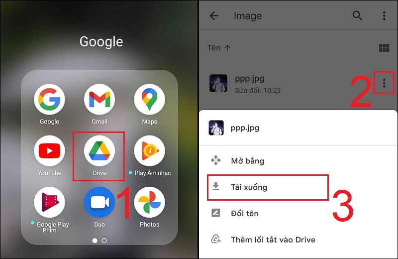 Cách tải ảnh từ google drive về điện thoại trực tiếp