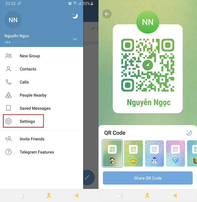 cách quét mã QR trên Telegram để vào nhóm