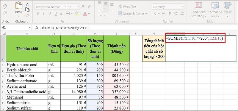 cách sử dụng các hàm trong Excel