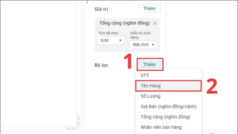 cách tạo bảng tổng hợp trong google sheet