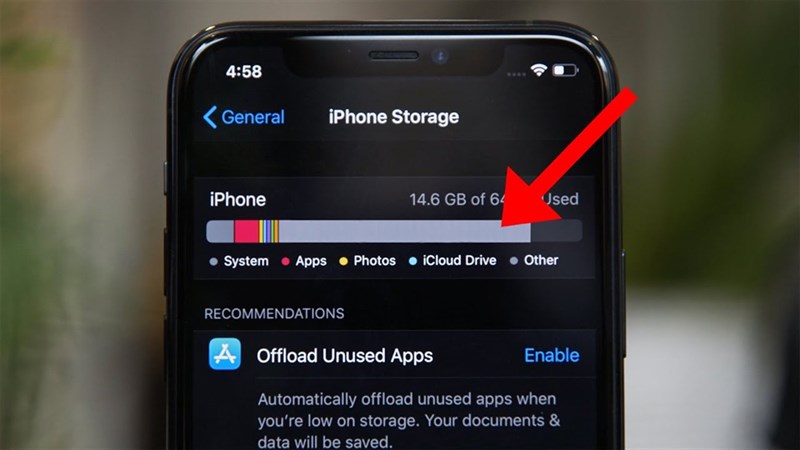 Dung lượng trên điện thoại iPhone