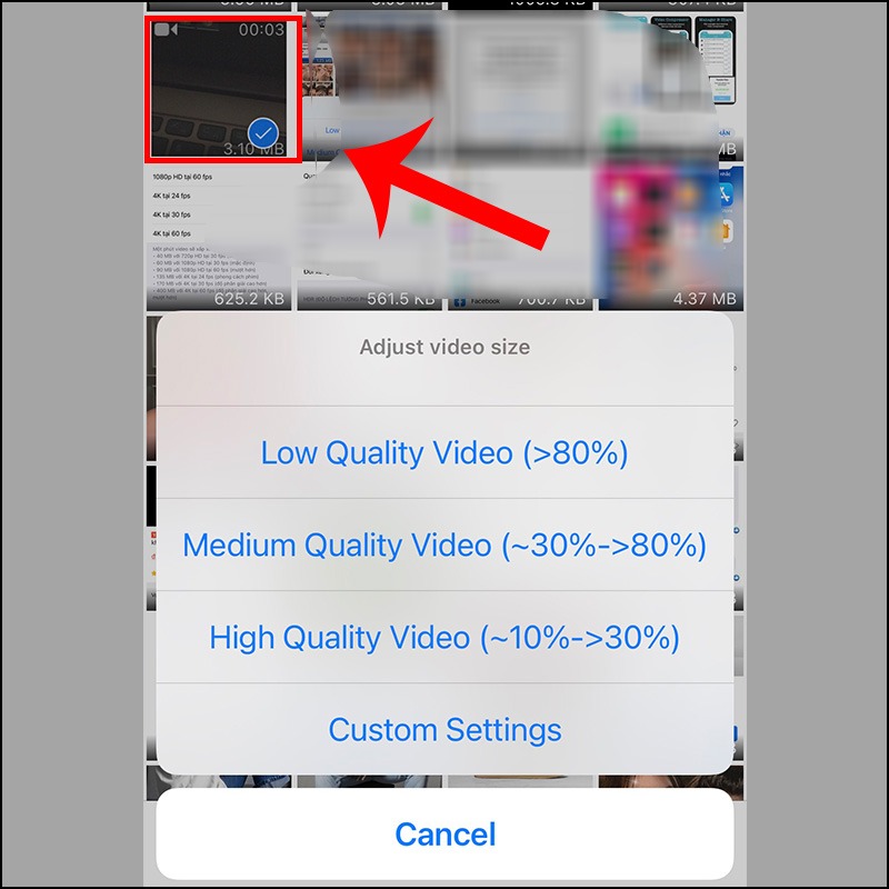 giảm dung lượng video trên iphone