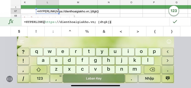 cách chèn link vào Google trang tính trên điện thoại