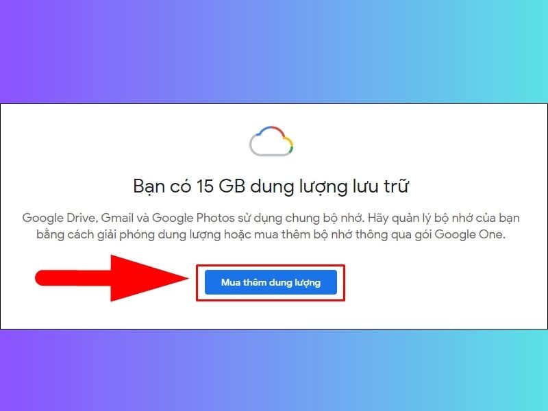 Mua dung lượng qua Google Drive