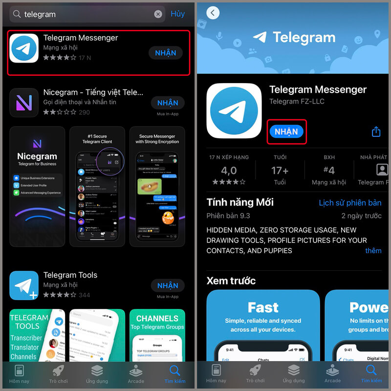 Cài đặt ứng dụng Telegram