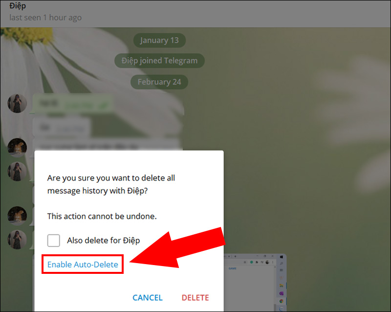 cách thu hồi tin nhắn trên telegram