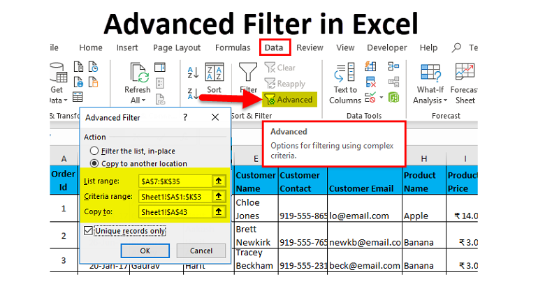 Tìm dữ liệu trùng lặp trong excel bằng Advanced Filter