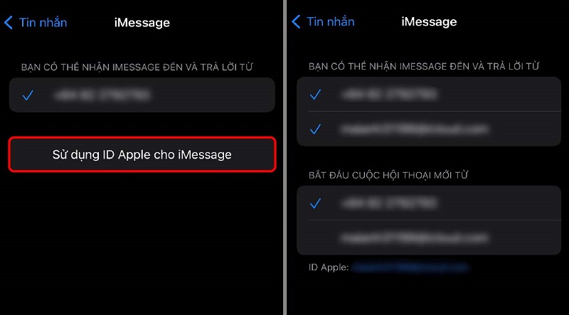 bật imessage trên iphone 2