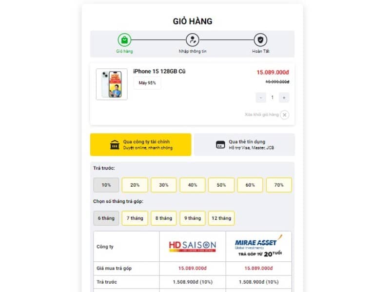 Thủ tục mua trả góp tại Điện Thoại Giá Kho