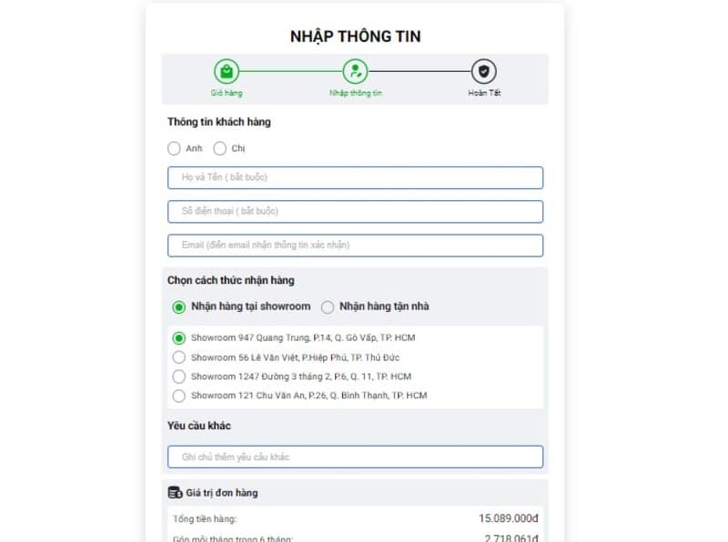 Thủ tục mua trả góp tại Điện Thoại Giá Kho