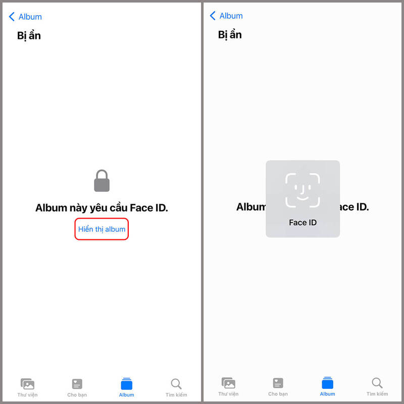 Cách đặt mật khẩu cho ảnh bị ẩn trên iPhone bằng Face ID