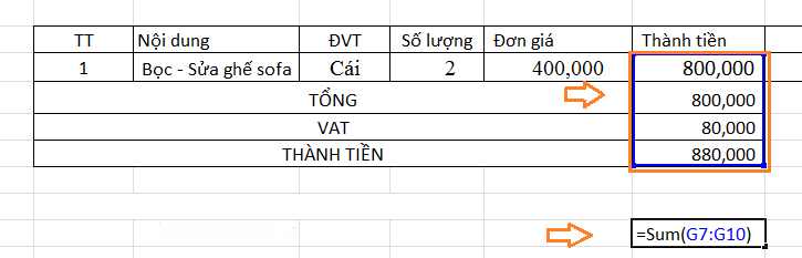 cách tính tổng hàng dọc trong excel