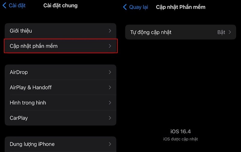 Cập nhật lại phần mềm iOS