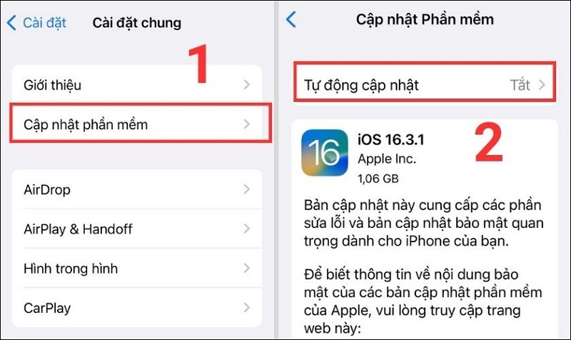 Cập nhật lại phần mềm mới