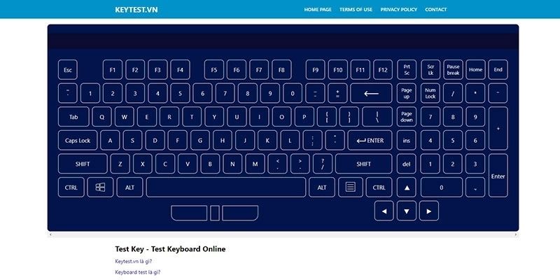 Cách test bàn phím Macbook online: Keytest.vn
