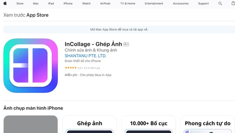 InCollage ghép nhiều ảnh thành 1 ảnh trên iphone