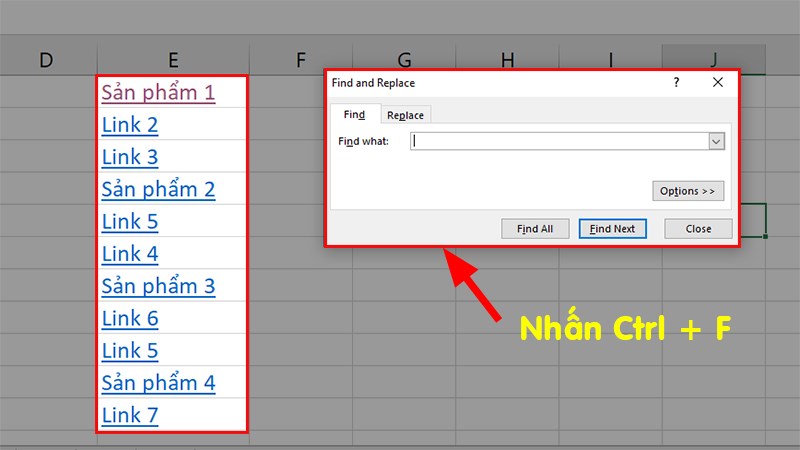Xóa link trong excel bằng phím tắt