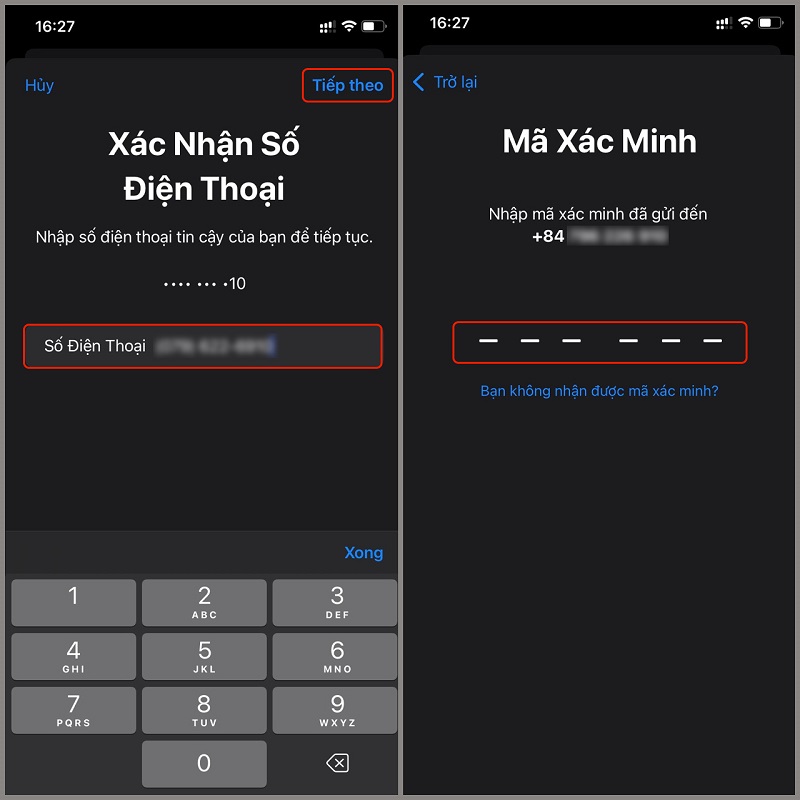 mã xác minh số điện thoại