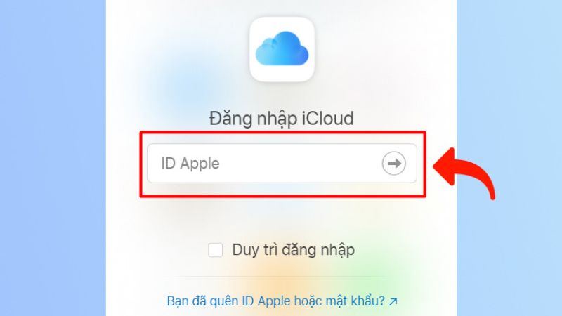 Định vị iphone của người khác bằng icloud bước 1