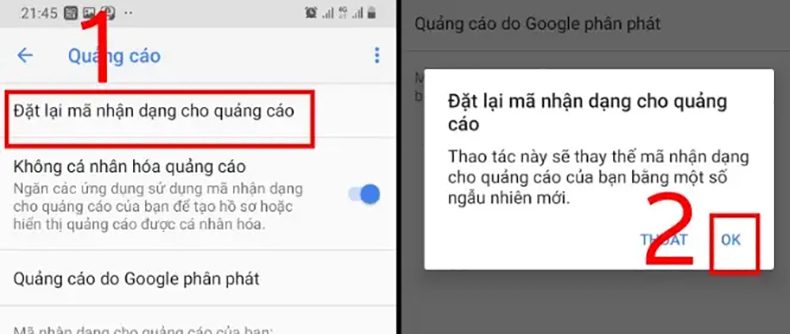 xóa quảng cáo trên màn hình điện thoại
