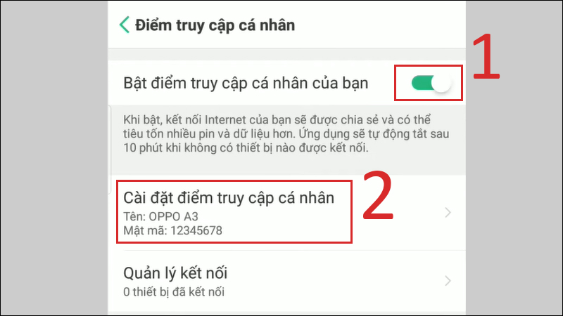 Cách chia sẻ mạng 4G cho điện thoại khác