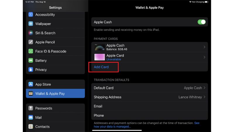 thiet lap apple pay tren ipad