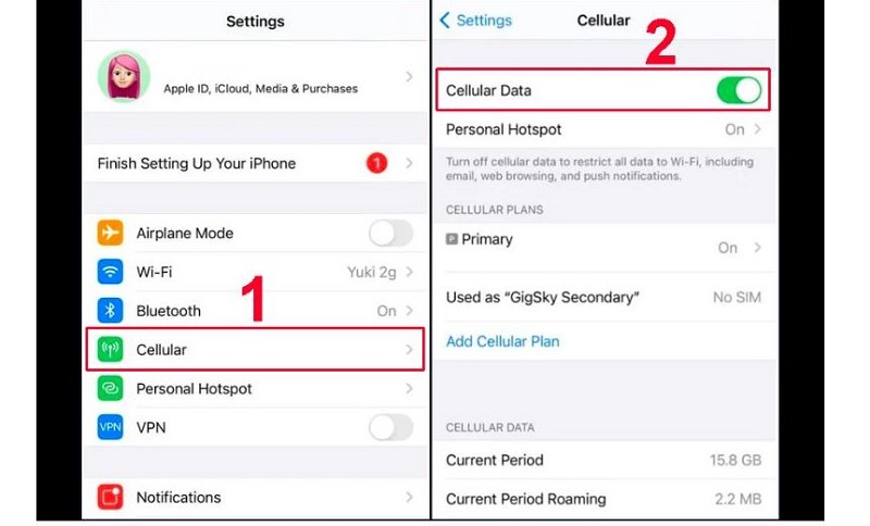 Cách bật 5G trên iPhone 14 Pro Max bước 1
