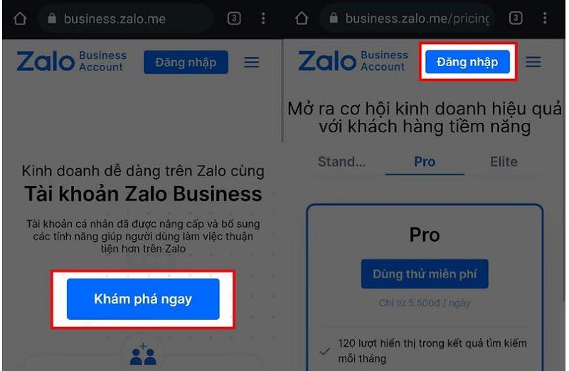 Cách đăng ký Zalo Business