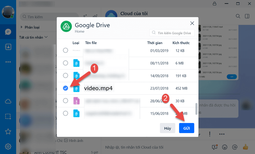 cách gửi video trên 100MB qua Zalo
