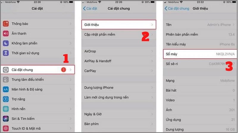 So sánh số IMEI của máy với số IMEI in trên khe SIM