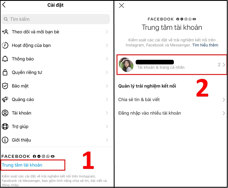 Cách tắt liên kết Instagram với Facebook đơn giản