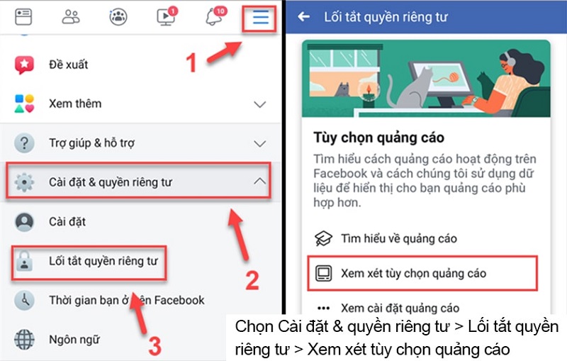 Tắt quảng cáo ở phần cài đặt Facebook