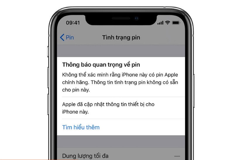 Nguyên nhân pin iPhone hiện linh kiện không xác định