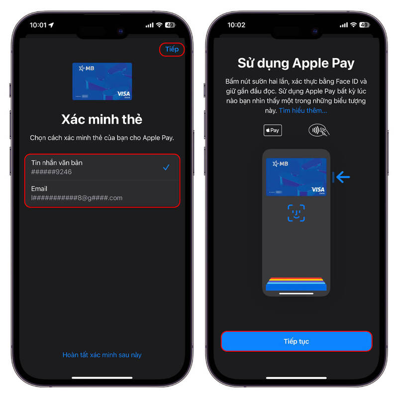 thêm thẻ tín dụng vào Apple Pay