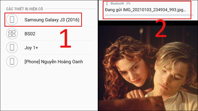 cách gửi ảnh qua bluetooth