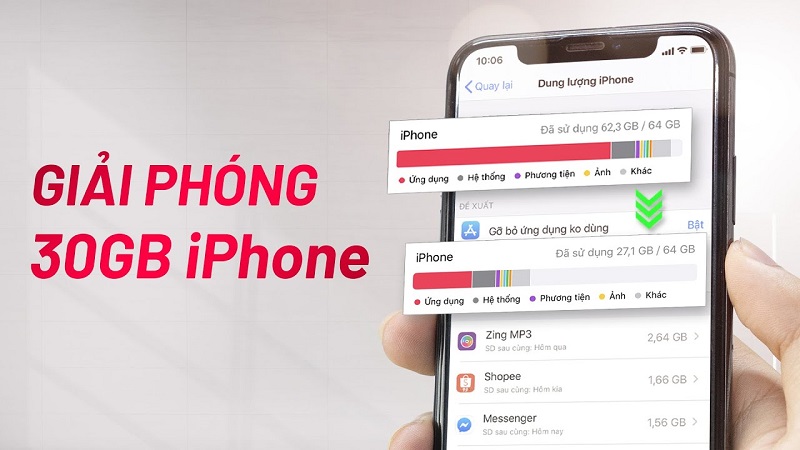 Giải phóng dung lượng iphone khi đầy