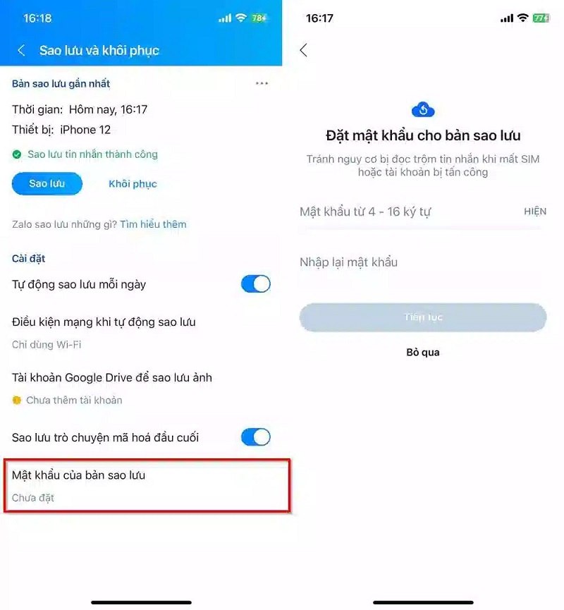 Tạo mật khẩu sao lưu dễ dàng