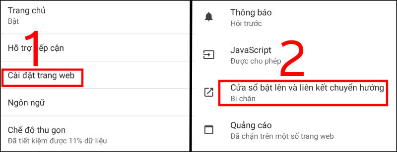 Sử dụng menu cài đặt trong Google Chrome