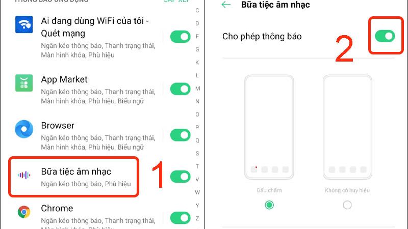 cach bat thong bao tren dien thoai oppo