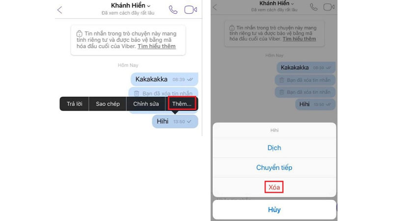 cách thu hồi tin nhắn trên Viber