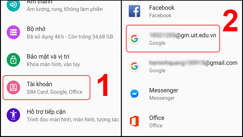 Cách xóa tài khoản google trên Android