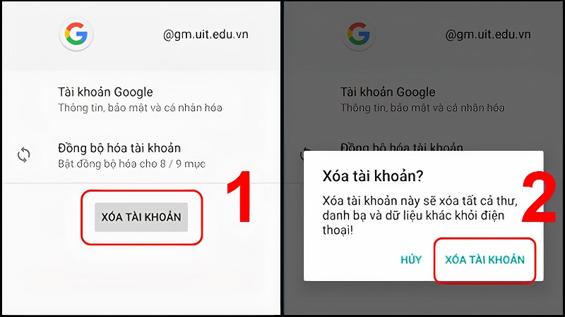 Cách xóa tài khoản google trên Android