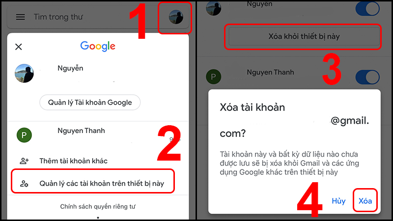 Cách xóa tài khoản Google trên iPhone