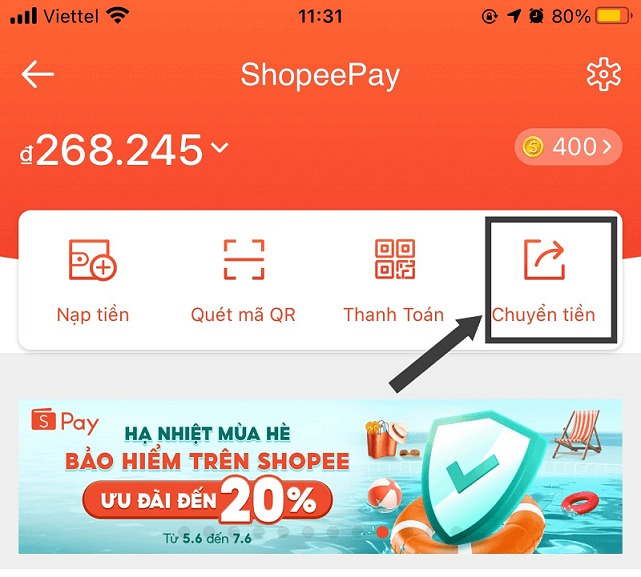 chuyển tiền từ shopee pay về ngân hàng