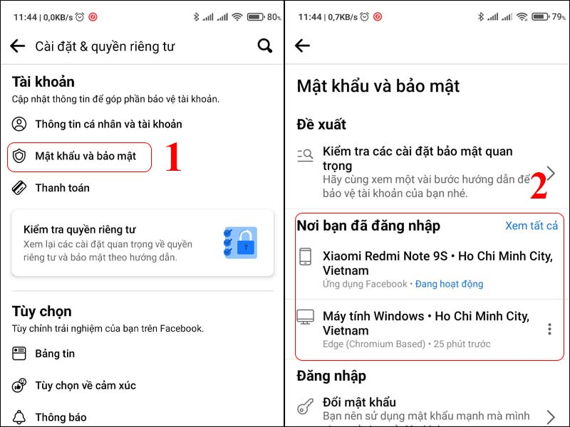 đăng xuất tài khoản Facebook trên thiết bị khác