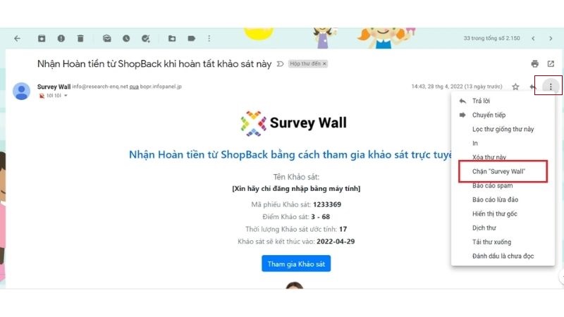 hop thu spam trong gmail tren dien thoai