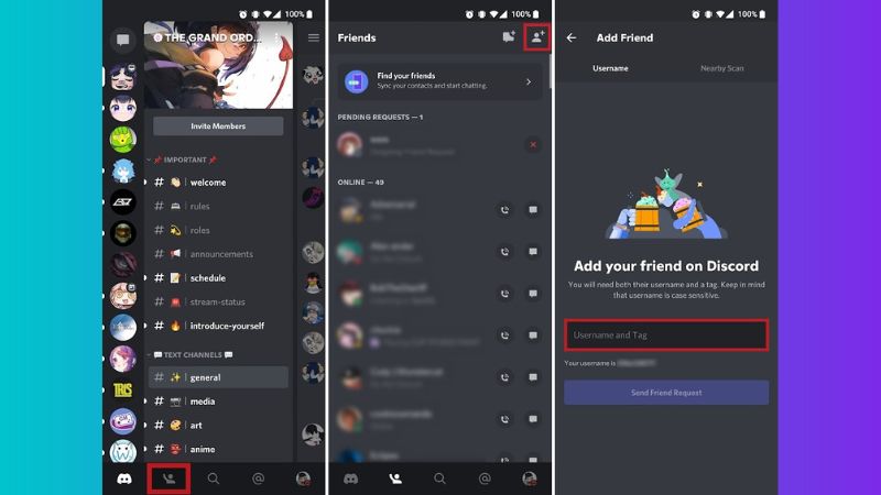Cách kết bạn trên Discord qua điện thoại