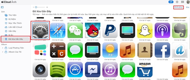 lấy lại video đã xóa vĩnh viễn trên iPhone bằng iCloud