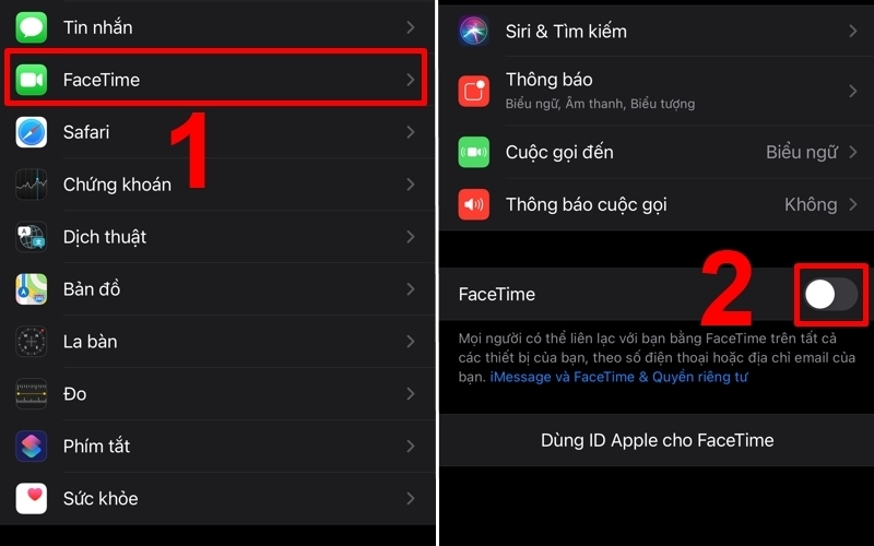 Số điện thoại hoặc email Facetime chưa được nhập hoặc nhập không chính xác