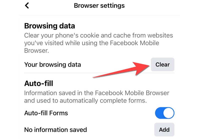 Xóa cache Facebook và xem lại vấn đề